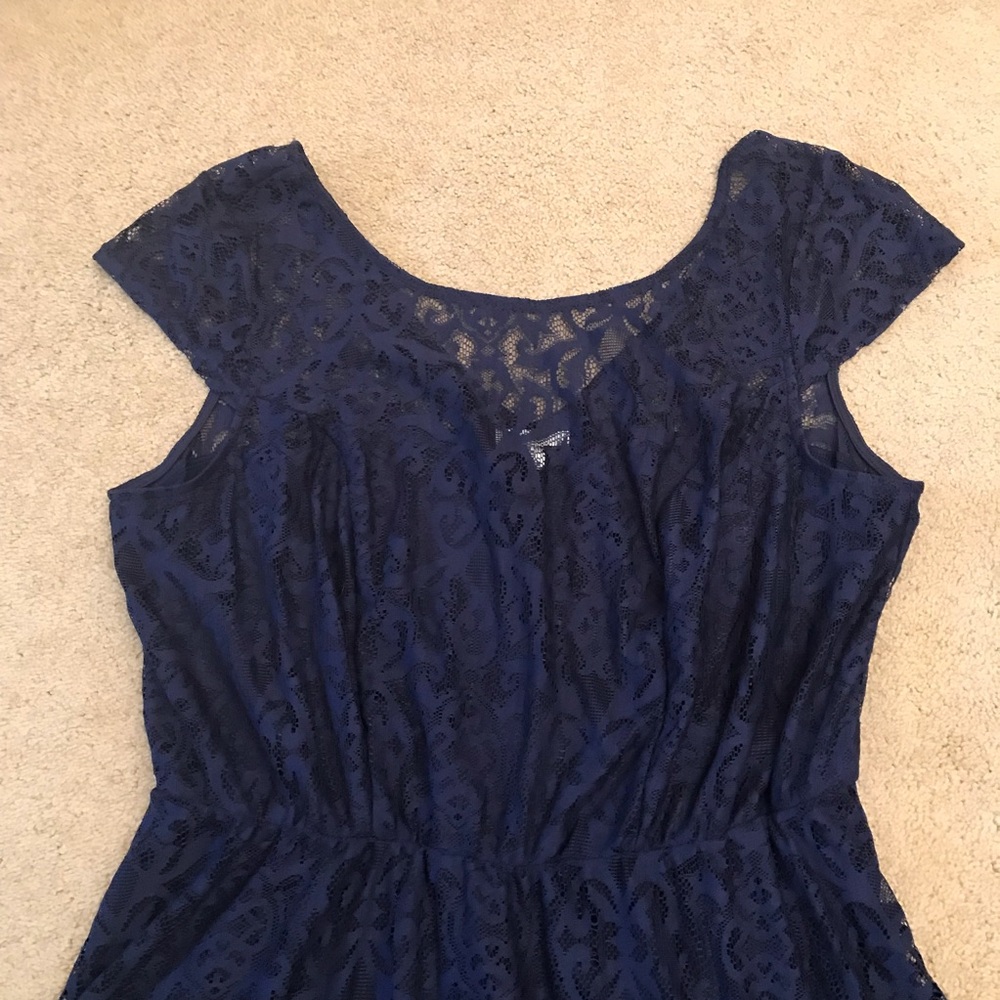 Maurices Navy Blue Lace Dress NEW Size XL 16 18 Fit Flare Party Wedding Formal - Picture 7 of 15